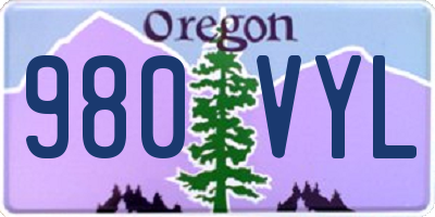 OR license plate 980VYL