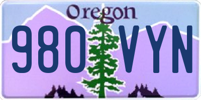 OR license plate 980VYN