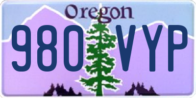 OR license plate 980VYP
