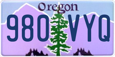 OR license plate 980VYQ