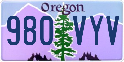 OR license plate 980VYV