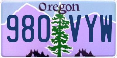 OR license plate 980VYW