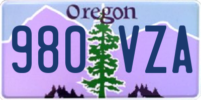 OR license plate 980VZA