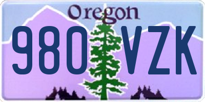 OR license plate 980VZK