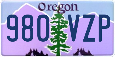 OR license plate 980VZP