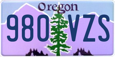 OR license plate 980VZS