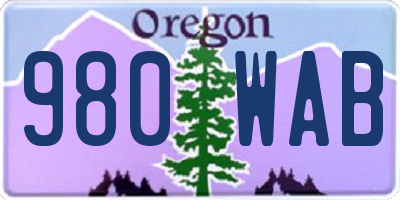 OR license plate 980WAB