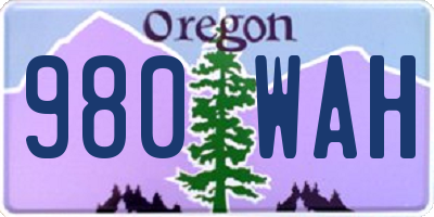 OR license plate 980WAH