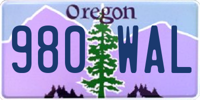 OR license plate 980WAL