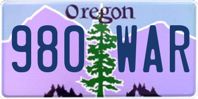 OR license plate 980WAR