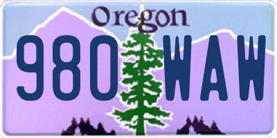 OR license plate 980WAW