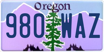 OR license plate 980WAZ