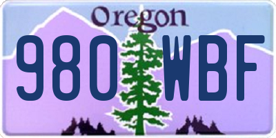 OR license plate 980WBF
