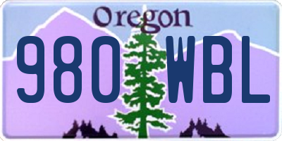 OR license plate 980WBL