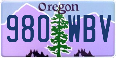 OR license plate 980WBV