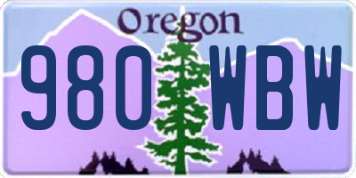 OR license plate 980WBW