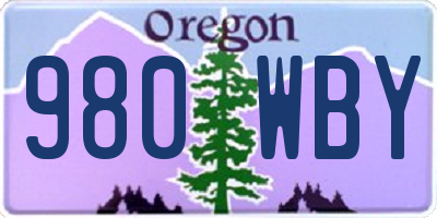 OR license plate 980WBY