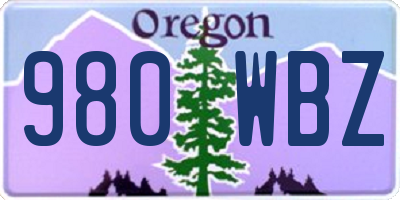 OR license plate 980WBZ