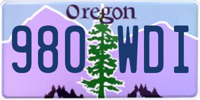 OR license plate 980WDI