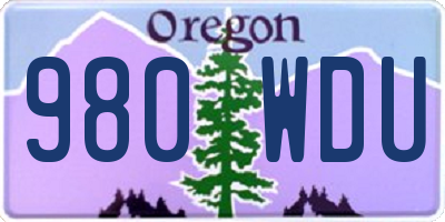 OR license plate 980WDU