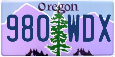 OR license plate 980WDX