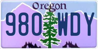 OR license plate 980WDY