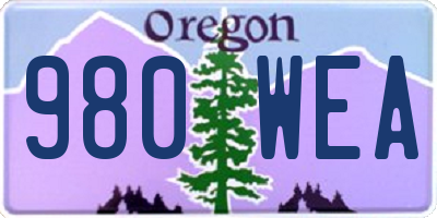 OR license plate 980WEA