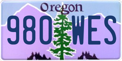 OR license plate 980WES