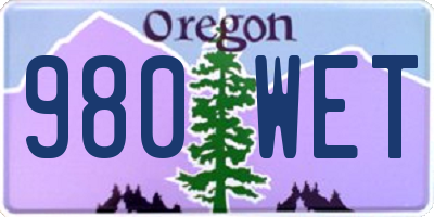 OR license plate 980WET
