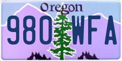 OR license plate 980WFA