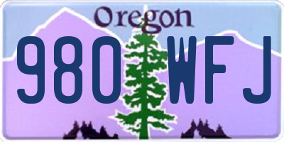 OR license plate 980WFJ