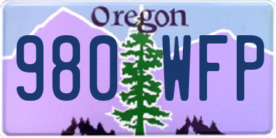 OR license plate 980WFP