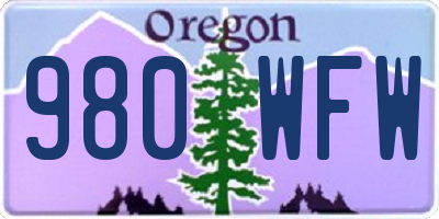 OR license plate 980WFW