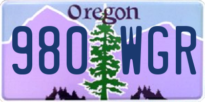 OR license plate 980WGR