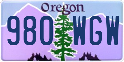 OR license plate 980WGW