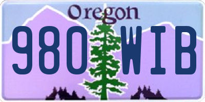 OR license plate 980WIB