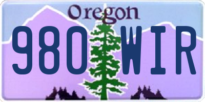 OR license plate 980WIR