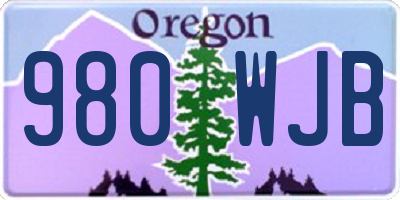 OR license plate 980WJB