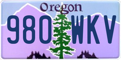 OR license plate 980WKV