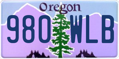 OR license plate 980WLB
