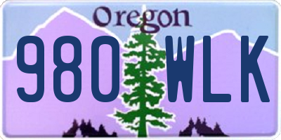 OR license plate 980WLK