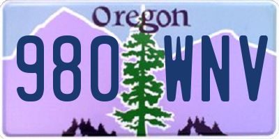 OR license plate 980WNV