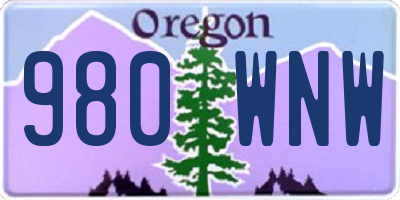 OR license plate 980WNW
