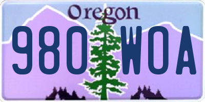 OR license plate 980WOA