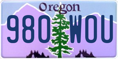 OR license plate 980WOU