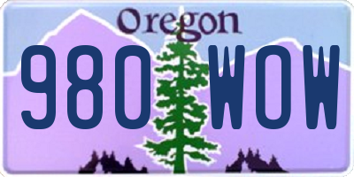 OR license plate 980WOW