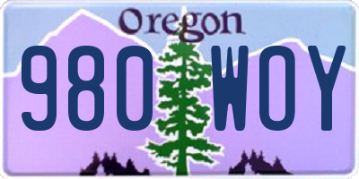 OR license plate 980WOY