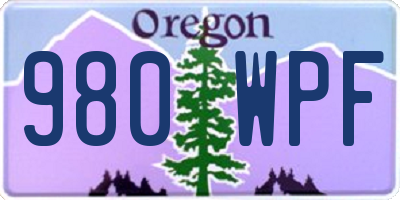 OR license plate 980WPF