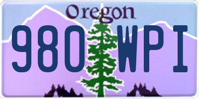 OR license plate 980WPI