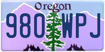 OR license plate 980WPJ